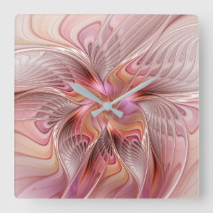 Abstracte Vlinder Kleurrijke Fantasie Fractale Kun Vierkante Klok
