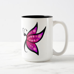 Abstracte vlinder tweekleurige koffiemok