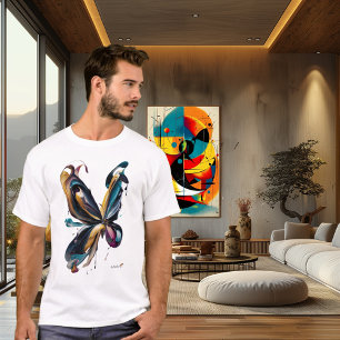 Abstracte Vlinderkunst – Stromende Kleuruitdrukkin T-shirt