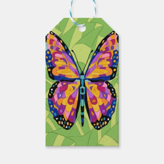 Abstracte vlinderschildering cadeaulabel (Voorkant)