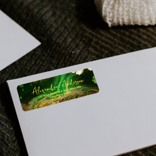 Abstracte vloeibaar papier Faux Gold Metallic Foli Etiket