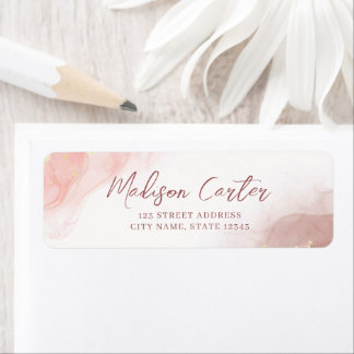 Abstracte vloeibare alcoholinkt retouradreslabel etiket