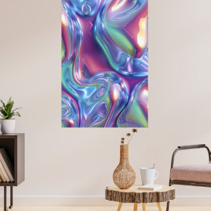 Abstracte vloeibare chroom uitgerekte canvasprint poster