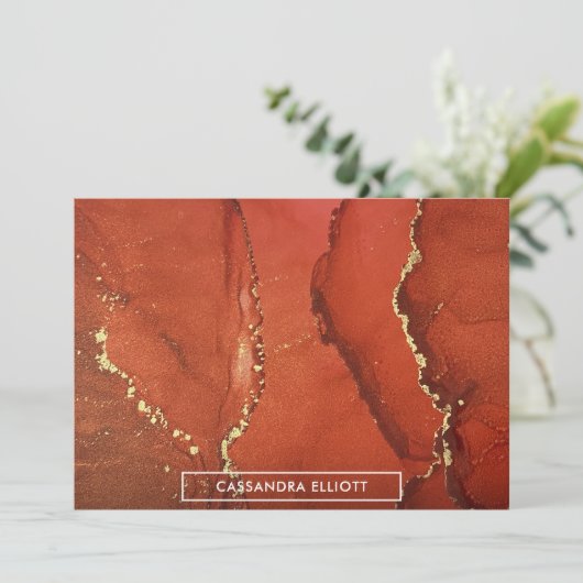 Abstracte Vloeibare inktpatronen voor rood- en gou Bedankkaart (Staand voorkant)