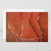 Abstracte Vloeibare inktpatronen voor rood- en gou Bedankkaart (Voorkant / Achterkant)