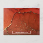 Abstracte Vloeibare inktpatronen voor rood- en gou Briefkaart (Voorkant)