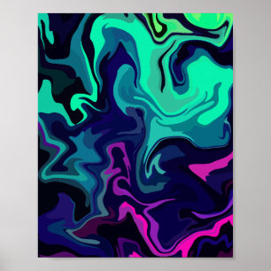 Abstracte vloeibare kunst met levendige kleuren poster
