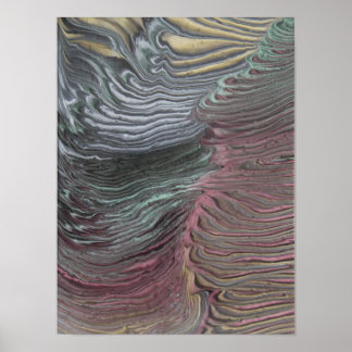 Abstracte vloeibare kunstposter – aardlagen in mau poster
