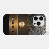 Abstracte Vloeibare Metaalstroom Gouden Sfeer Luxe iPhone Hoesje (Achterkant horizontaal)