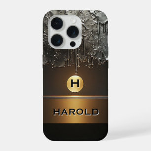 Abstracte Vloeibare Metaalstroom Gouden Sfeer Luxe iPhone 15 Pro Hoesje