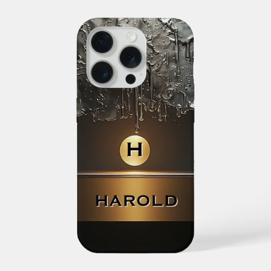Abstracte Vloeibare Metaalstroom Gouden Sfeer Luxe iPhone Hoesje (Achterkant)