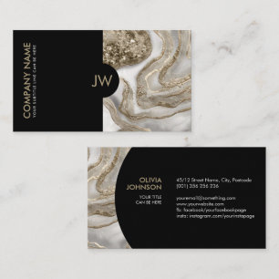 Abstracte vloeibare witte marmer en goud visitekaartje