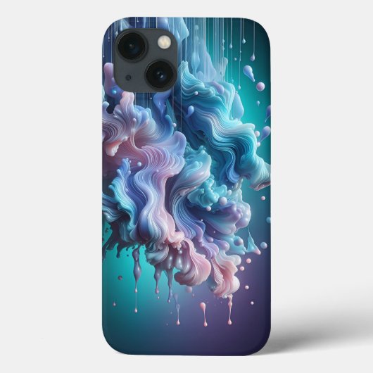 Abstracte Vloeibare Wolk Hoesje voor Telefoon Teal (Achterkant)