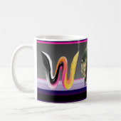 Abstracte vloeiende letter W neonveer Koffiemok (Links)