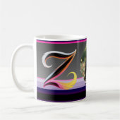 Abstracte vloeiende letter Z neon veren Koffiemok (Links)