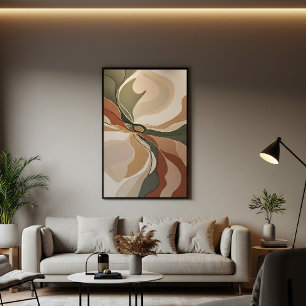 Abstracte vloeiende organische vormen aardetinten poster