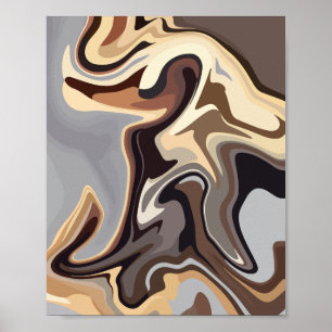 Abstracte vloeistofharmonie in warme aardse tonen poster