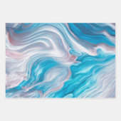 Abstracte vloeistofinkt in blauw, roze en wit inpakpapier vel (Voorkant 3)