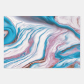 Abstracte vloeistofinkt in blauw, roze en wit inpakpapier vel (Voorkant 2)