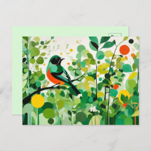 Abstracte vogel op een tak briefkaart