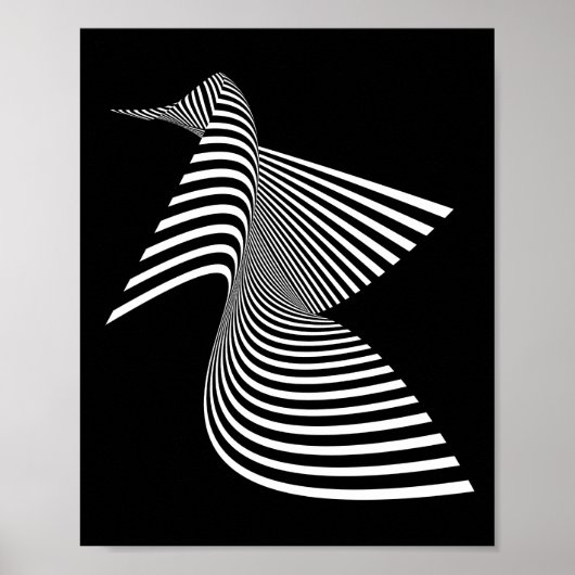 Abstracte vogel — optische kunst poster (Voorkant)