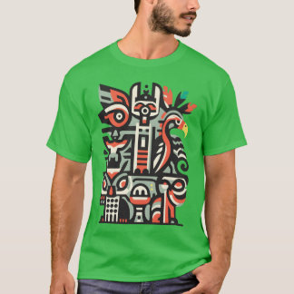 abstracte vogel tiki stijl vriend t-shirt