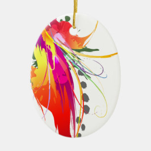 Abstracte vogel van de Spletters van Paradise Pain Keramisch Ornament