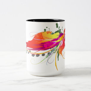 Abstracte vogel van de Spletters van Paradise Pain Tweekleurige Koffiemok