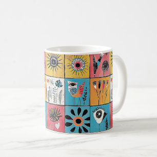 Abstracte vogels en bloesems koffiemok