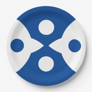 Abstracte Vogels Vet Eenvoudig Ontwerp Diep Blauw Papieren Bordje