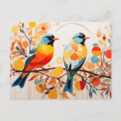 Abstracte vogelstand op een tak briefkaart (Voorkant)