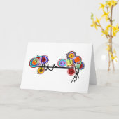 abstracte vogeltjes op een hek kaart (Gele Bloem)