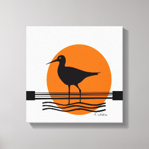 Abstracte vogelzonsondergang canvas afdruk