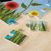 Abstracte volkskunst: charmant zwart-wit Kat Legpuzzel (Zijkant)