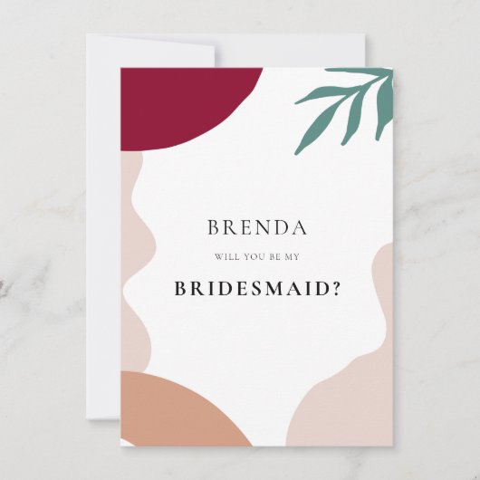 Abstracte vormen bruidsmeisje voorstel kaart (Voorkant)