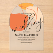 Abstracte vormen en lijnen Terracotta Wedding Acryl Uitnodigingen (Voorkant)