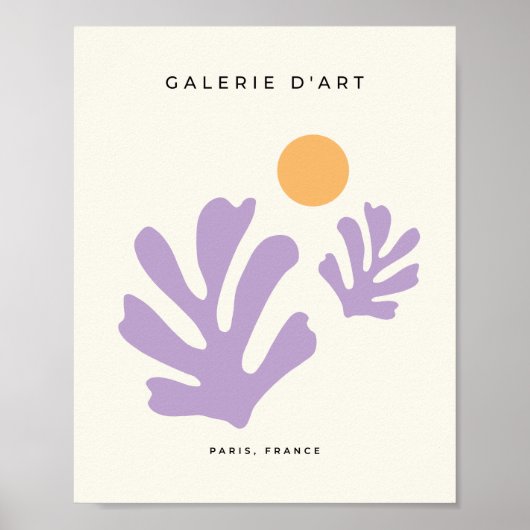 Abstracte vormen gele Lila vormen, gele Poster (Voorkant)