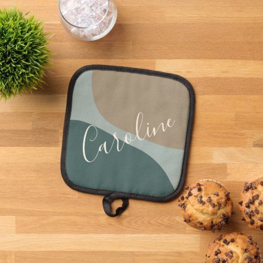 Abstracte Vormen in Blauwgroen Aangepaste Naam van Pannenlap (Top down)