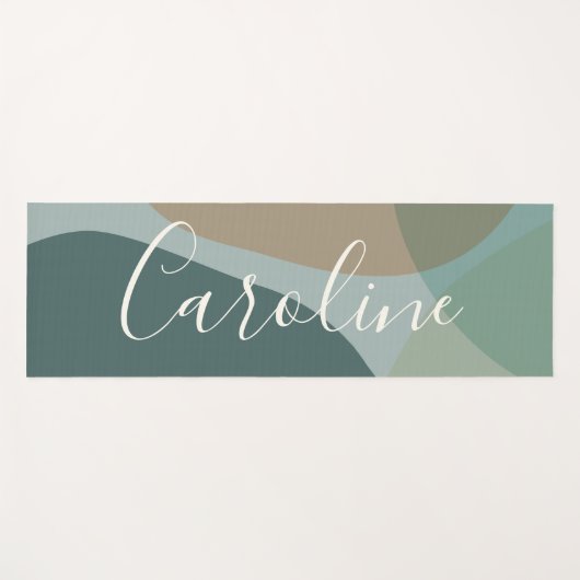 Abstracte Vormen in Blauwgroen Aangepaste Naam van Yogamat (Voorkant (horizontaal))