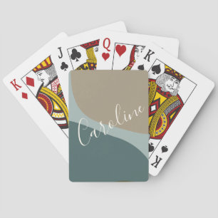 Abstracte vormen in groene persoonsnaam in scriptl pokerkaarten