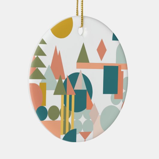 Abstracte vormen Landschap Blauw Groen Geometrisch Keramisch Ornament (Rechts)