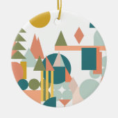 Abstracte vormen Landschap Blauw Groen Geometrisch Keramisch Ornament (Voorkant)