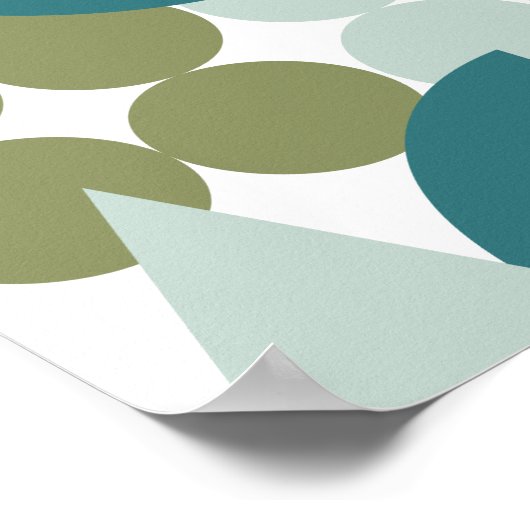 Abstracte vormen Landschap Blauw Groen Geometrisch Poster (Hoek)