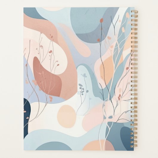 Abstracte vormen met bloemversiering planner (Achterkant)