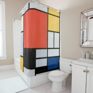 ABSTRACTE VORMEN MET EEN VERMINDERD MONDRIAN DOUCHEGORDIJN