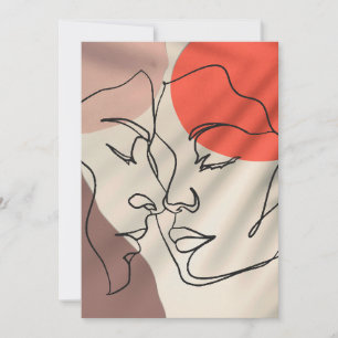 Abstracte vormen minimalistisch paar voor lijnteke feestdagenkaart