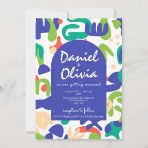 Abstracte vormen naadloos patroon met QR Wedding Kaart