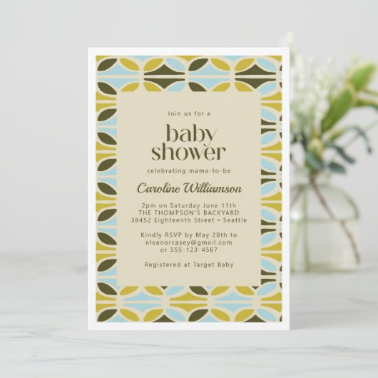 Abstracte vormen Pattern Green Blue Baby shower Kaart (Staand voorkant)