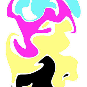 abstracte vormen plus gebogen pijl skateboard