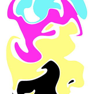 abstracte vormen plus gebogen pijl skateboard